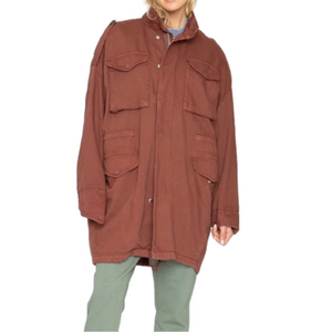Free People Sandrine Rose Oversized Utility Jacket Small Whiskey Brown NWT